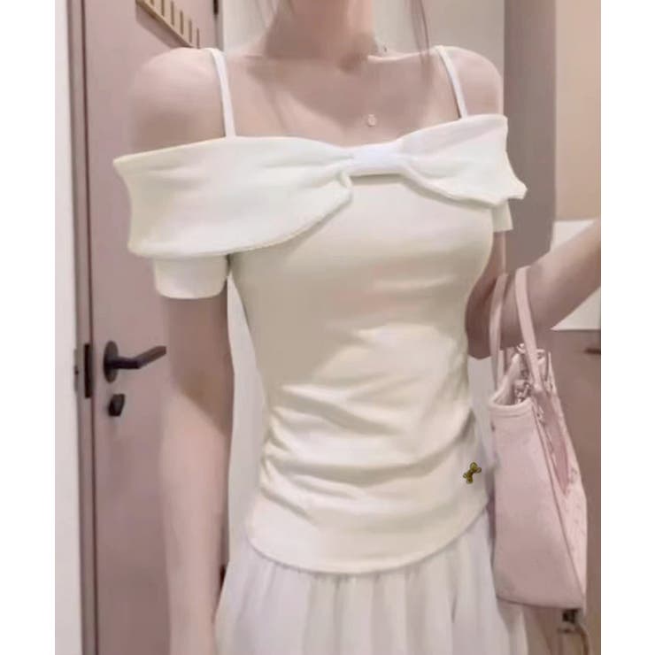 ビッグリボンオフショルカットソー 韓国風 きれいめトップス | SUNSHINE CLOSET | 詳細画像7 