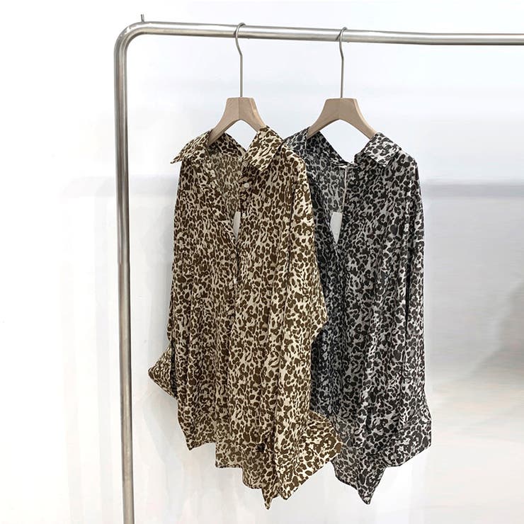 D&G シルク　ヒョウ柄　半袖　ボータイブラウス レオパード柄半袖ブラウス (R_036) | ANIGARA