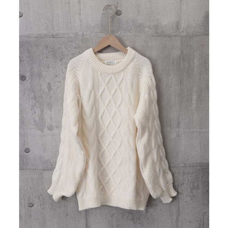 ニット/セーター leinwande Egg Knit Tops / White leinwande（ラインヴァンド）の「Hand Cable Knit Top（ニット