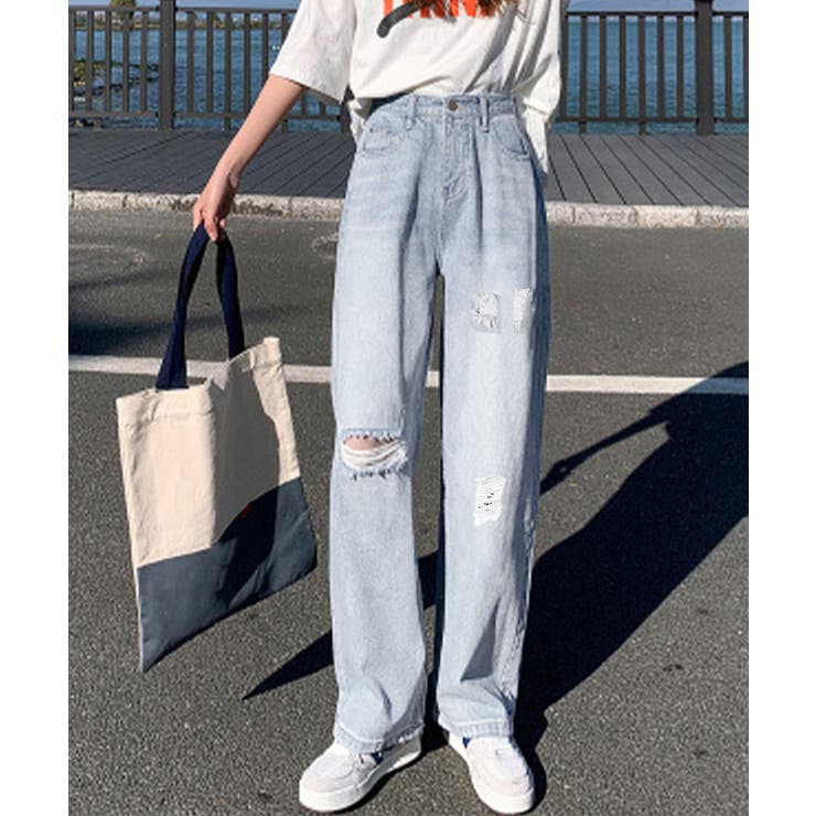 ダメージデニムパンツハイウエストジーパン | SUNSHINE CLOSET | 詳細画像1 