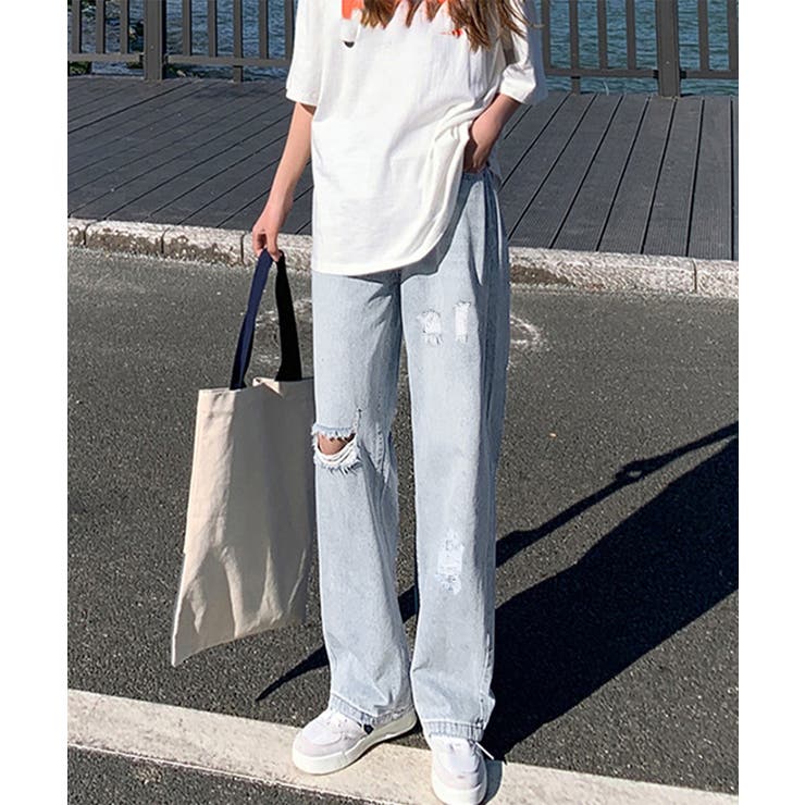 ダメージデニムパンツハイウエストジーパン | SUNSHINE CLOSET | 詳細画像3 