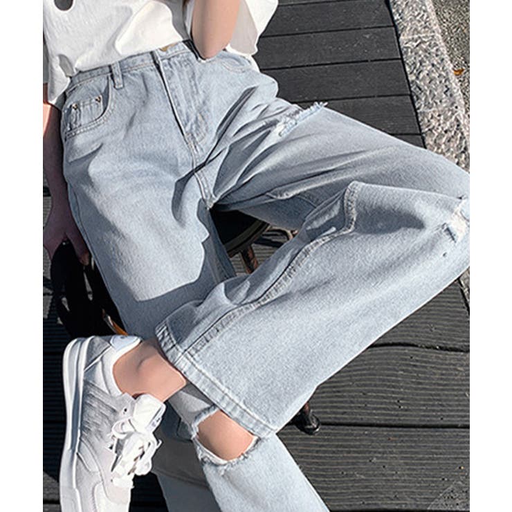 ダメージデニムパンツハイウエストジーパン | SUNSHINE CLOSET | 詳細画像5 