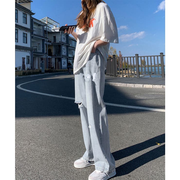 ダメージデニムパンツハイウエストジーパン | SUNSHINE CLOSET | 詳細画像6 