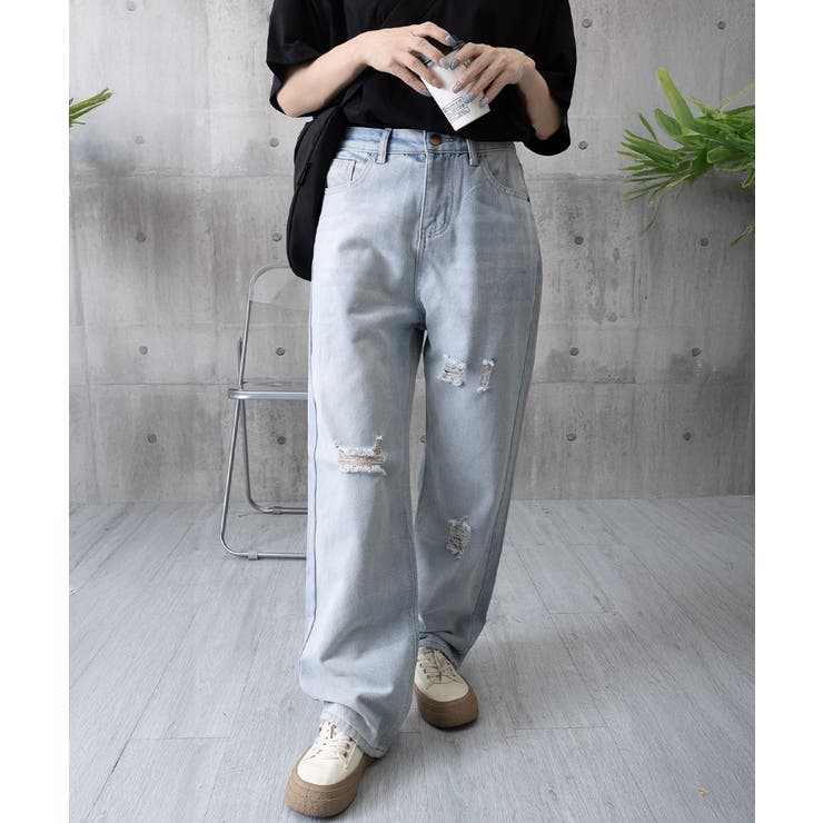 ダメージデニムパンツハイウエストジーパン | SUNSHINE CLOSET | 詳細画像9 