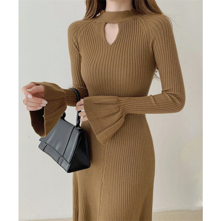 キーホールネックリブニットワンピース秋冬 | SUNSHINE CLOSET | 詳細画像1 