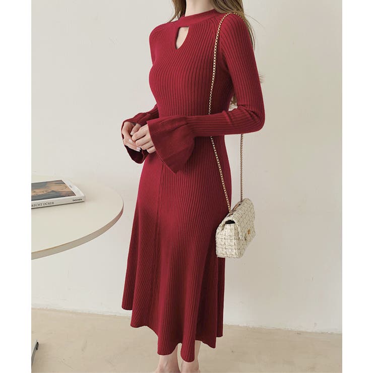 キーホールネックリブニットワンピース秋冬 | SUNSHINE CLOSET | 詳細画像13 