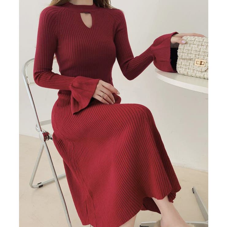 キーホールネックリブニットワンピース秋冬 | SUNSHINE CLOSET | 詳細画像14 