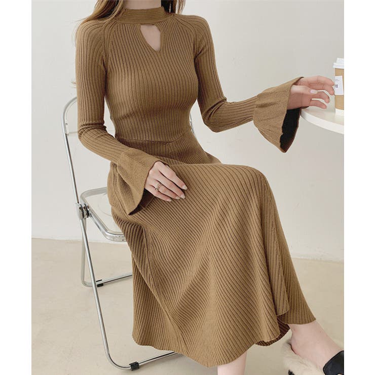 キーホールネックリブニットワンピース秋冬 | SUNSHINE CLOSET | 詳細画像2 