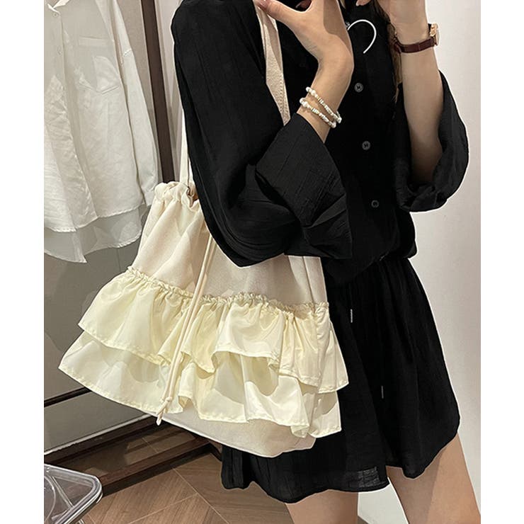 ティアードフリルトートバッグ キャンバス | SUNSHINE CLOSET | 詳細画像2 