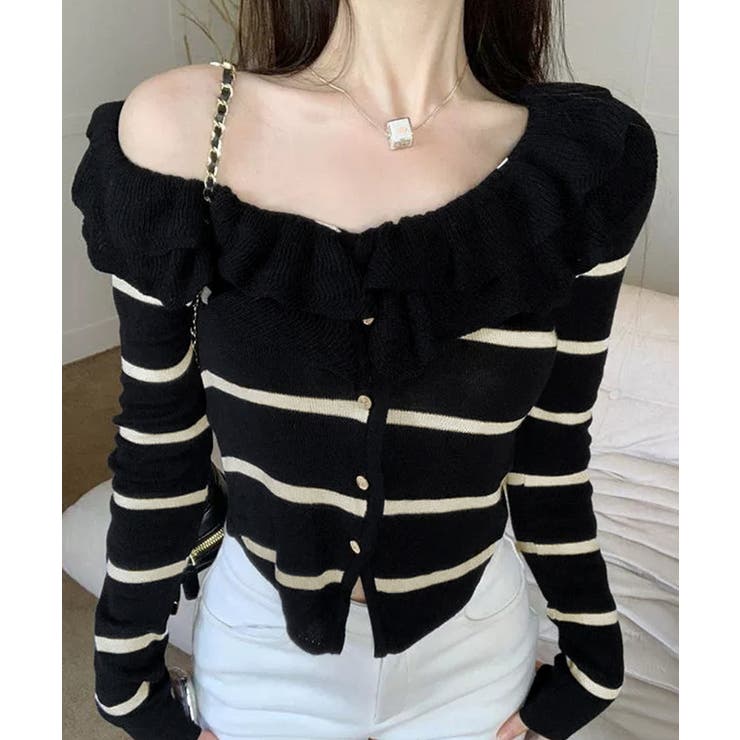 フリルニットトップス オフショルダー秋服 | SUNSHINE CLOSET | 詳細画像1 