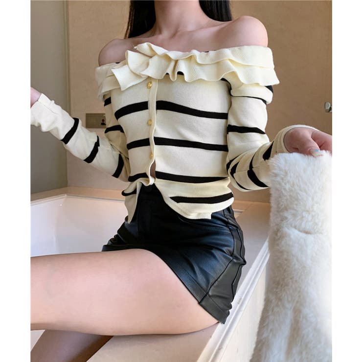 フリルニットトップス オフショルダー秋服 | SUNSHINE CLOSET | 詳細画像12 