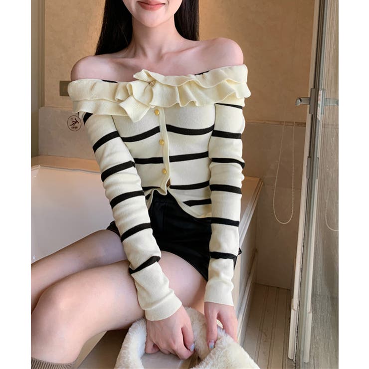 フリルニットトップス オフショルダー秋服 | SUNSHINE CLOSET | 詳細画像15 