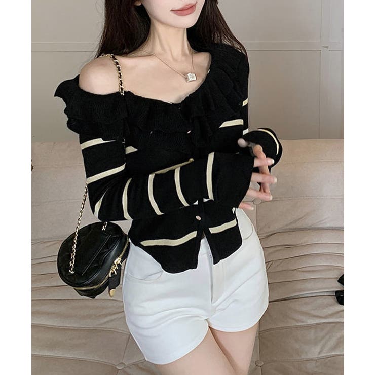 フリルニットトップス オフショルダー秋服 | SUNSHINE CLOSET | 詳細画像2 