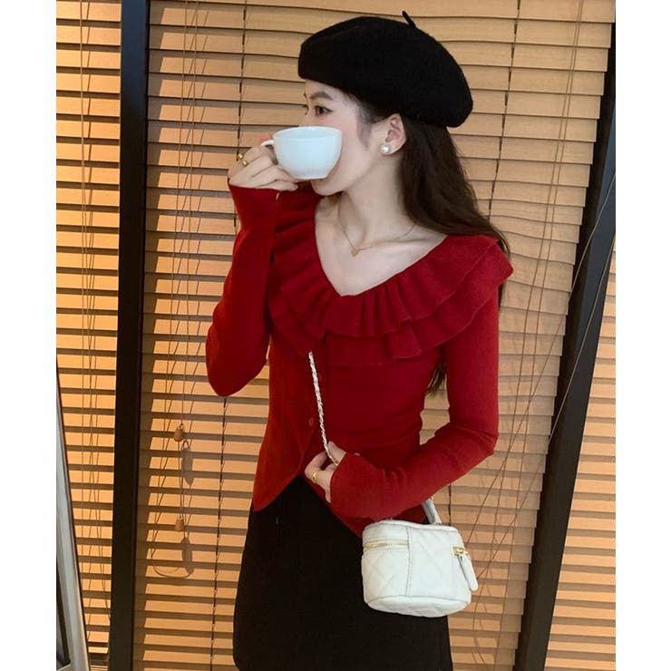 フリルニットトップス オフショルダー秋服 | SUNSHINE CLOSET | 詳細画像22 