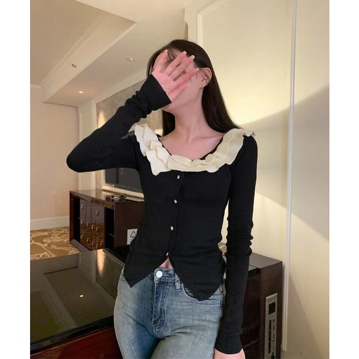 フリルニットトップス オフショルダー秋服 | SUNSHINE CLOSET | 詳細画像8 