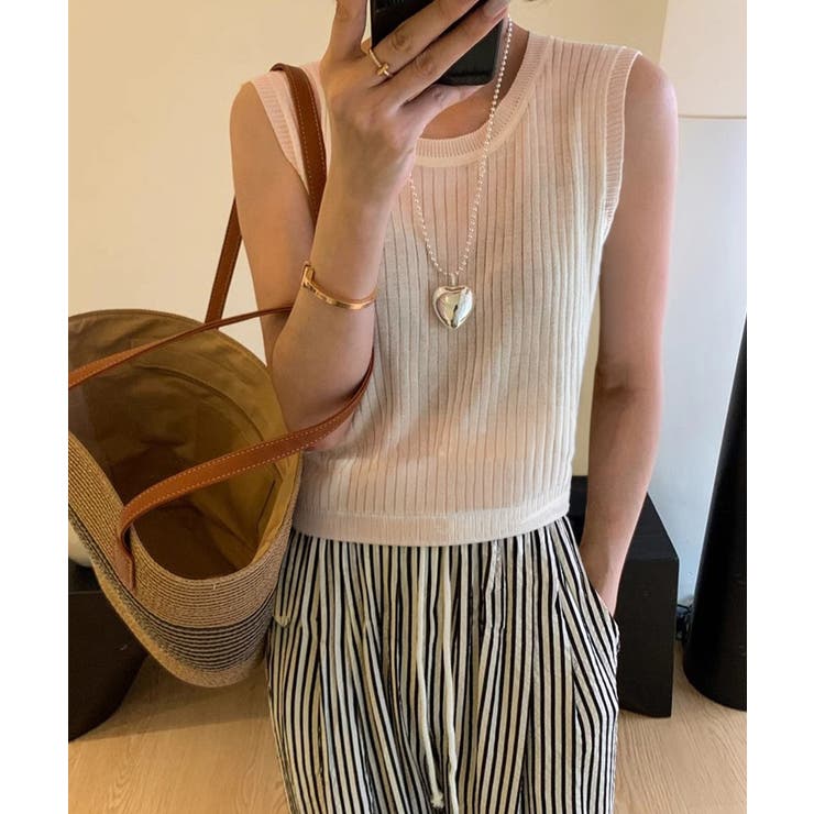 前後2WAYリブニット ノースリーブトップス レディース | SUNSHINE CLOSET | 詳細画像2 