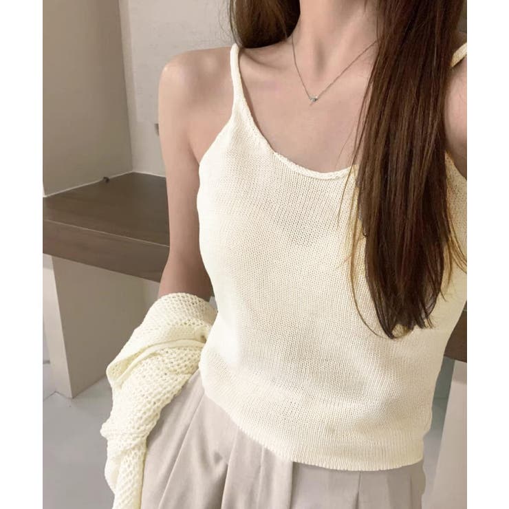 Uネックニットキャミ 透かし編みカーディガン 薄手ニットアンサンブル | SUNSHINE CLOSET | 詳細画像11 