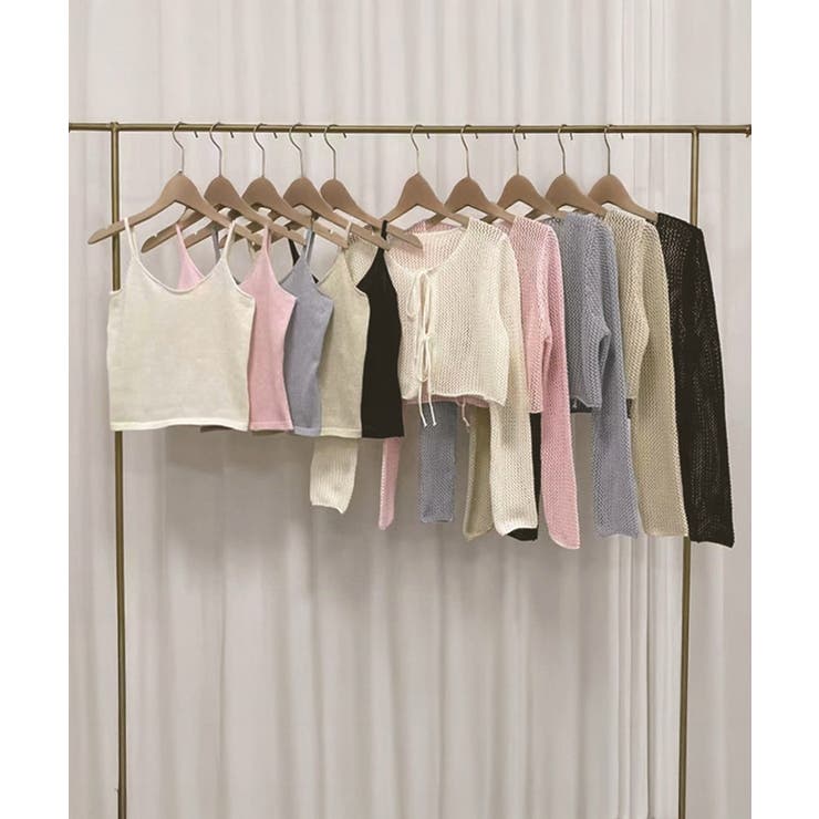 Uネックニットキャミ 透かし編みカーディガン 薄手ニットアンサンブル | SUNSHINE CLOSET | 詳細画像14 