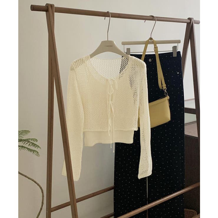 Uネックニットキャミ 透かし編みカーディガン 薄手ニットアンサンブル | SUNSHINE CLOSET | 詳細画像16 