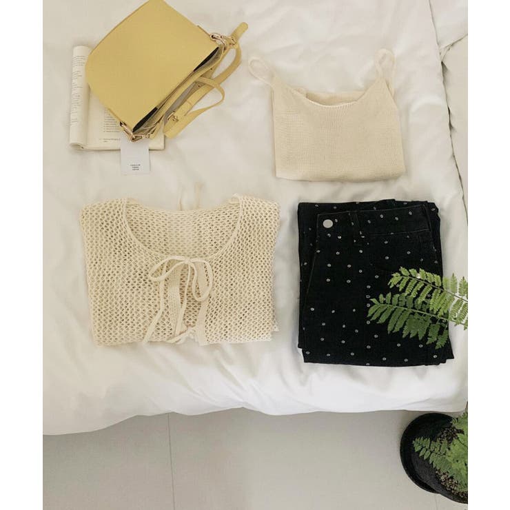 Uネックニットキャミ 透かし編みカーディガン 薄手ニットアンサンブル | SUNSHINE CLOSET | 詳細画像18 