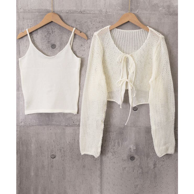 Uネックニットキャミ 透かし編みカーディガン 薄手ニットアンサンブル | SUNSHINE CLOSET | 詳細画像26 