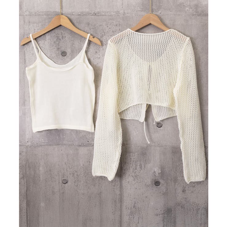 Uネックニットキャミ 透かし編みカーディガン 薄手ニットアンサンブル | SUNSHINE CLOSET | 詳細画像27 