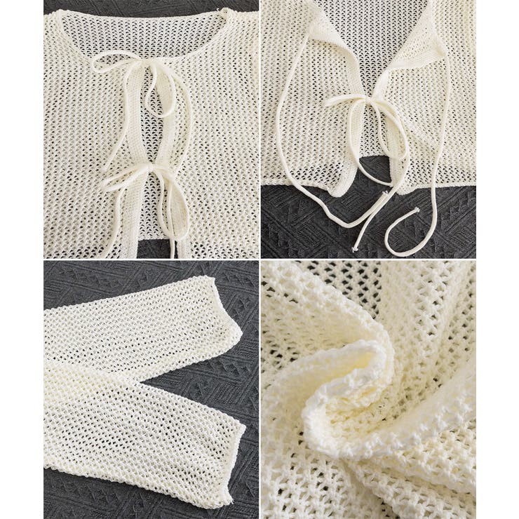 Uネックニットキャミ 透かし編みカーディガン 薄手ニットアンサンブル | SUNSHINE CLOSET | 詳細画像28 