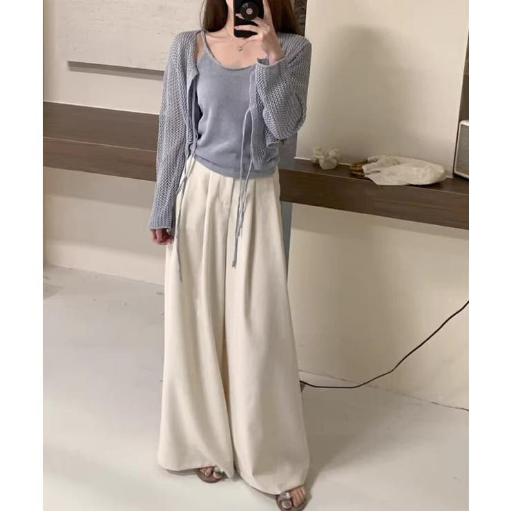 Uネックニットキャミ 透かし編みカーディガン 薄手ニットアンサンブル | SUNSHINE CLOSET | 詳細画像8 