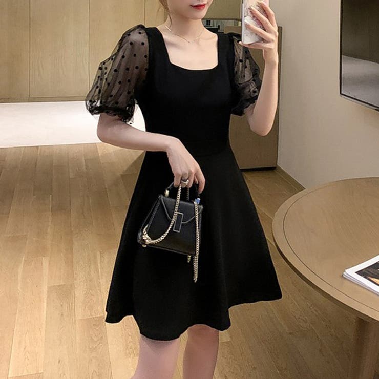 【Since Then】ルーシー ブラック ミニワンピース★関税込み★ SLY | OFF SHOULDER RIB KNIT ショートワンピース (ワンピース