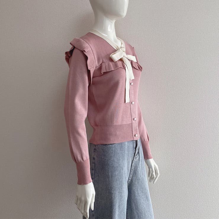 ボウタイニットトップス レディース 大人[品番:AGCW0003389 ボウタイニットトップス レディース 大人[品番:AGCW0003389