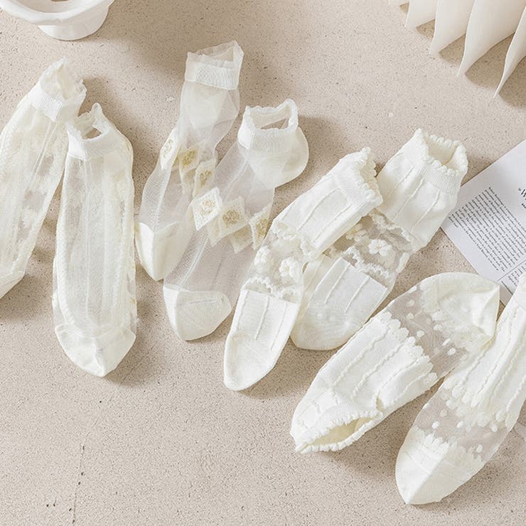 シースルーソックス 花柄 レース女性用[品番：AGCW0003919