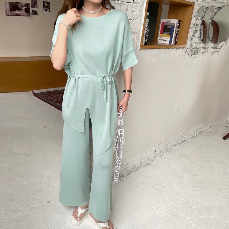 ミントグリーン | ニットセットアップ 冷感タッチレディース | SUNSHINE CLOSET