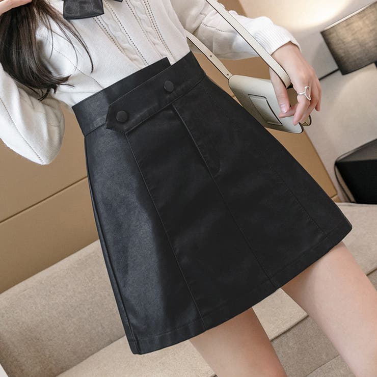 ブラック | PUレザー ミニスカート ハイウエスト | SUNSHINE CLOSET