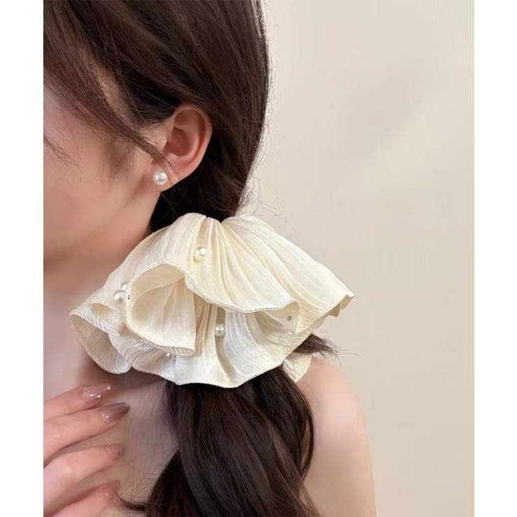 パール付きシュシュ 上品プリーツヘアゴム | SUNSHINE CLOSET | 詳細画像10 