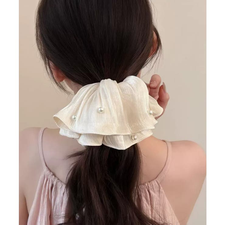 パール付きシュシュ 上品プリーツヘアゴム | SUNSHINE CLOSET | 詳細画像12 