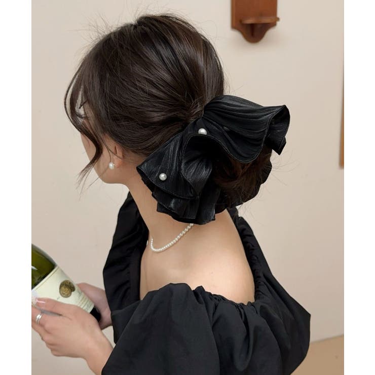 パール付きシュシュ 上品プリーツヘアゴム | SUNSHINE CLOSET | 詳細画像14 