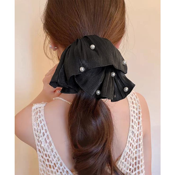 パール付きシュシュ 上品プリーツヘアゴム | SUNSHINE CLOSET | 詳細画像16 