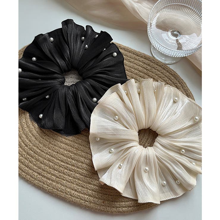 パール付きシュシュ 上品プリーツヘアゴム | SUNSHINE CLOSET | 詳細画像17 