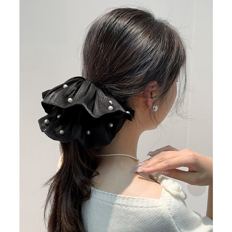 パール付きシュシュ 上品プリーツヘアゴム | SUNSHINE CLOSET | 詳細画像5 