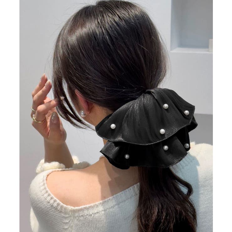 パール付きシュシュ 上品プリーツヘアゴム | SUNSHINE CLOSET | 詳細画像6 