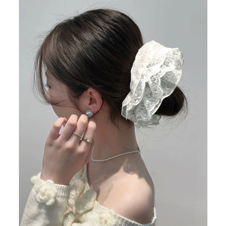 ボリュームレースシュシュ 大きめヘアゴム | SUNSHINE CLOSET | 詳細画像1 