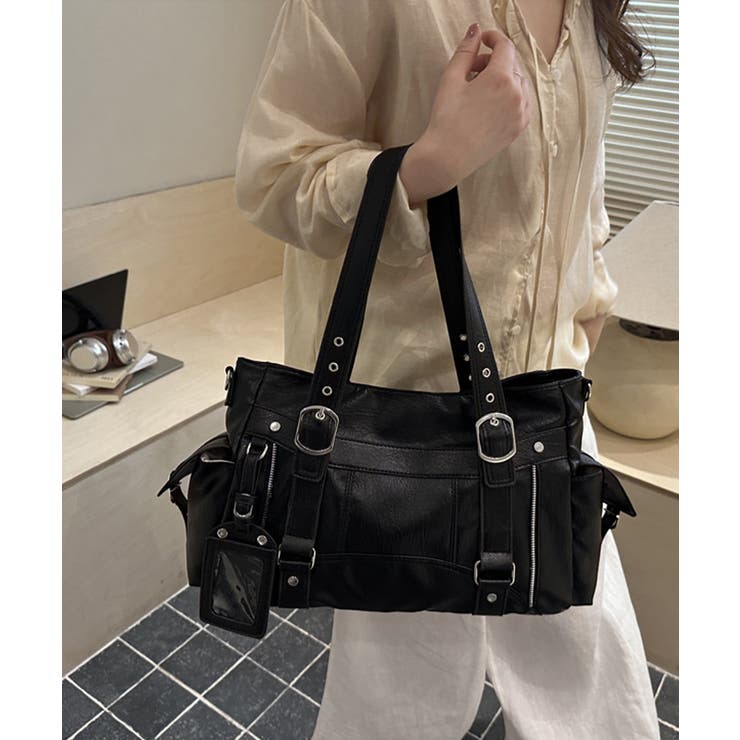 カードケース付きレトロボストンバッグ合成皮革トート鞄マルチポケットカバン 肩掛け… | SUNSHINE CLOSET | 詳細画像19 