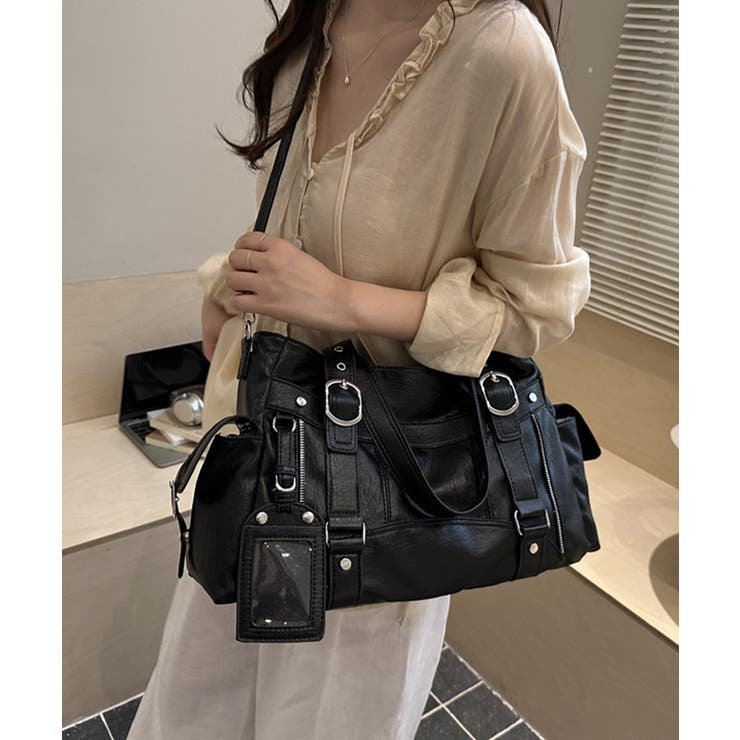 カードケース付きレトロボストンバッグ合成皮革トート鞄マルチポケットカバン 肩掛け… | SUNSHINE CLOSET | 詳細画像6 