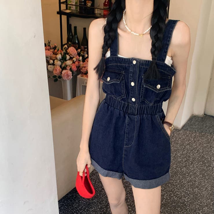 デニムサロペットショート丈オールインワン | SUNSHINE CLOSET | 詳細画像1 