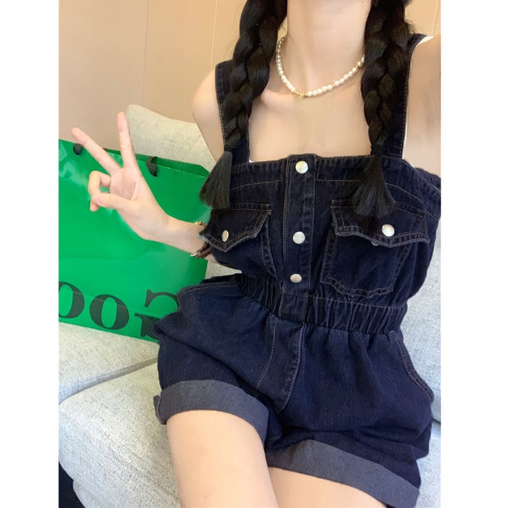 デニムサロペットショート丈オールインワン | SUNSHINE CLOSET | 詳細画像5 