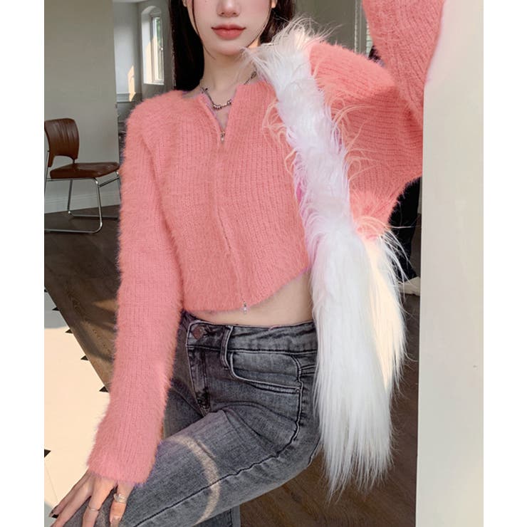 ダブルジップ シャギーニット ショート丈 | SUNSHINE CLOSET | 詳細画像16 