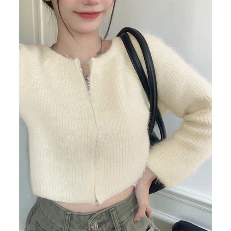 ダブルジップ シャギーニット ショート丈 | SUNSHINE CLOSET | 詳細画像2 