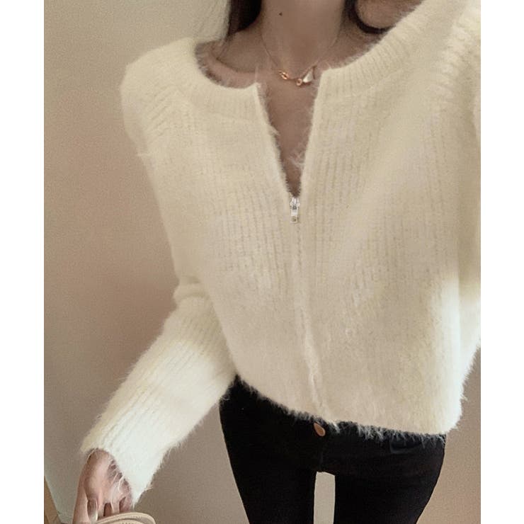 ダブルジップ シャギーニット ショート丈 | SUNSHINE CLOSET | 詳細画像4 