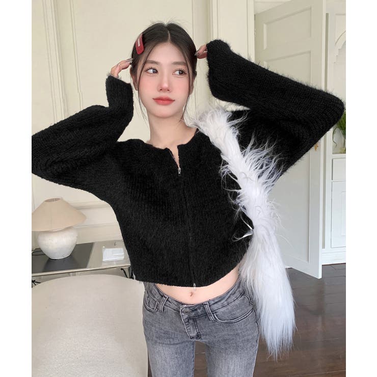 ダブルジップ シャギーニット ショート丈 | SUNSHINE CLOSET | 詳細画像8 