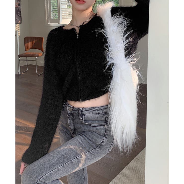 ダブルジップ シャギーニット ショート丈 | SUNSHINE CLOSET | 詳細画像9 